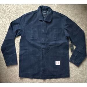 DIAMOND Woodland Striped Strong Thick Jacket Dark Denim Mens Small NEW